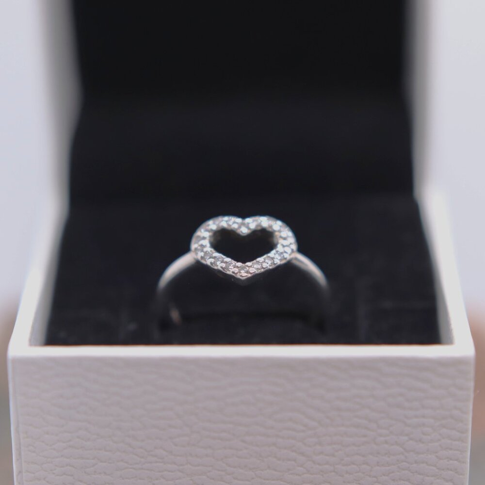 Pandora Be My Valentine CZ Heart Silver Ring  - Authentic Pandora Size 52